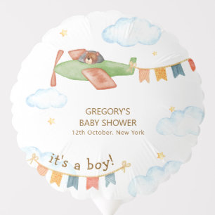 It's A Boy Bear Airplane Sky Baby Shower Balloon