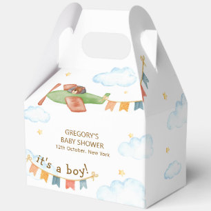 It's A Boy Bear Airplane Sky Baby Shower Favor Boxes