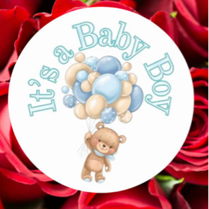 It's a boy Bear Baby Shower Classic Round Sticker