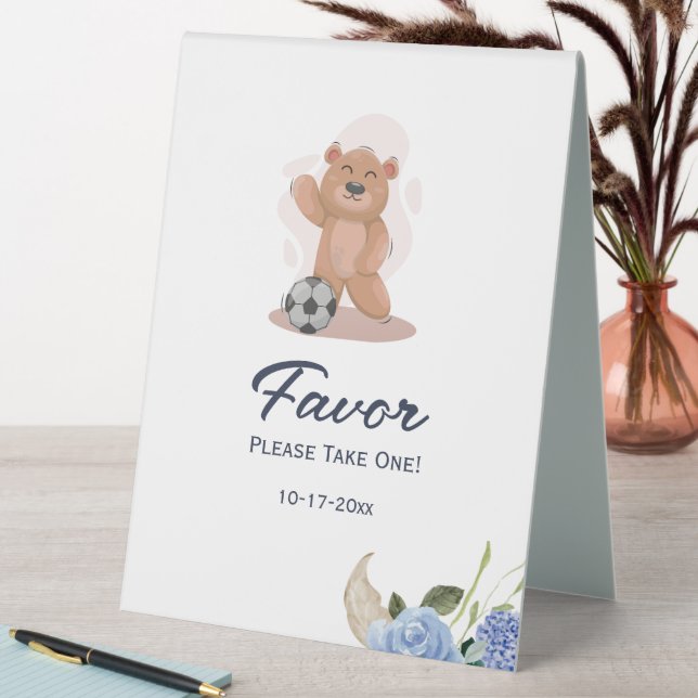 It's a boy bear cute blue baby shower FAVOR Table Tent (In SItu (Table))