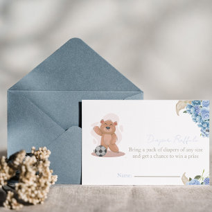 It's a boy bear cute  diaper raffle baby shower  invitation