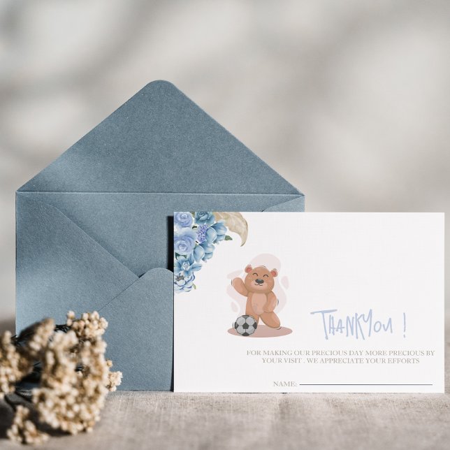 It's a boy bear Thankyou card blue baby shower  (Creator Uploaded)