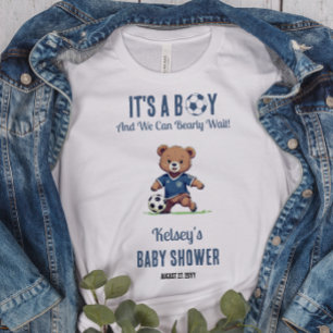 It's A Boy Bearly Wait Soccer Player Baby Shower Tri-Blend Shirt