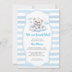 It's a boy bearly wait woodland baby bear shower  invitation