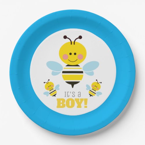 Its a Boy Bee Gender Reveal Baby Shower Paper Plates