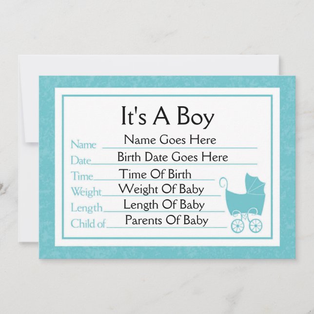 It's A Boy Birth Announcement (Front)