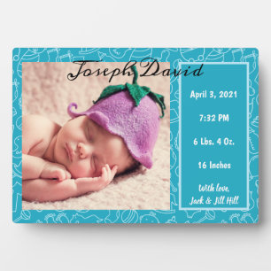 It's a Boy Birth Announcement Blue Baby Photo Plaque