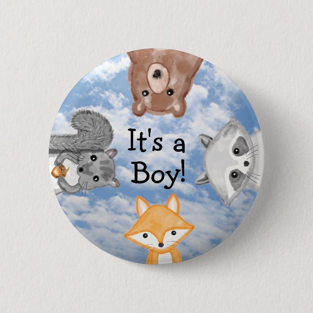 It's a Boy Birth Announcement  Button (Front)