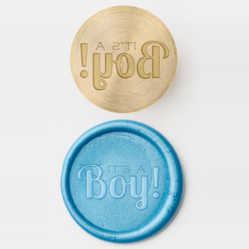 Its A Boy Birth Announcement Gender Reveal Blue Wax Seal Stamp