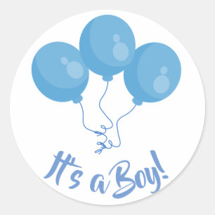 It's a Boy Birth Announcement Gender Reveal Classic Round Sticker