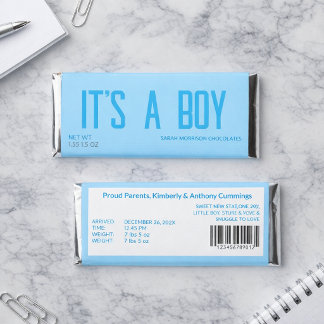 It's A Boy Birth Announcement Hershey Bar Favors