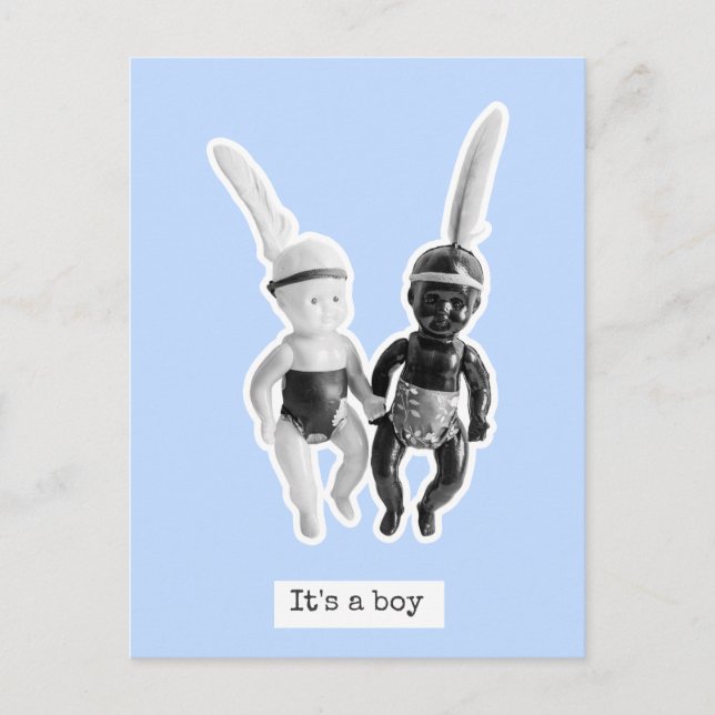 It's a boy - Black and White Doll Indians Postcard (Front)