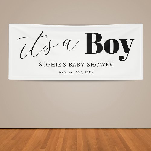 Its a Boy Black White Baby Shower Banner