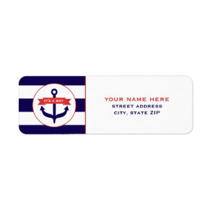 It's A Boy Blue Anchor & Stripes Address Labels