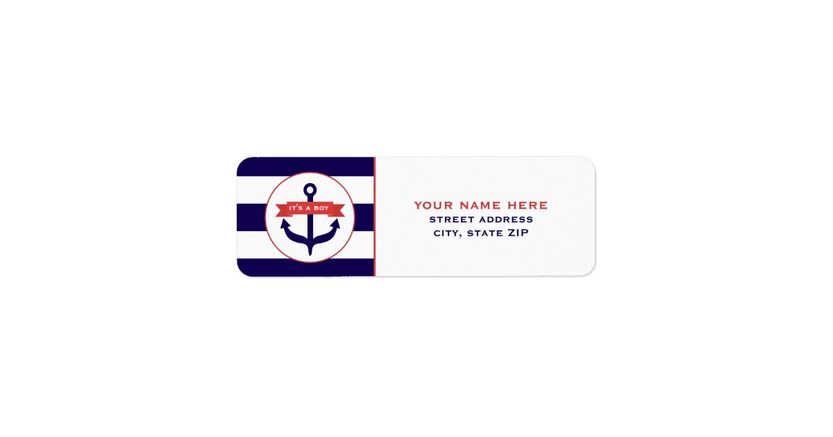 It's A Boy Blue Anchor & Stripes Address Labels | Zazzle