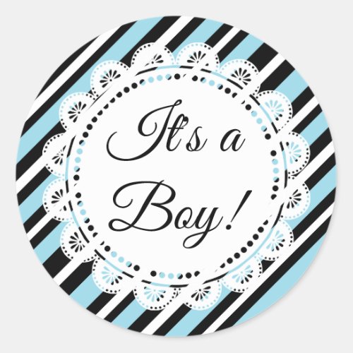 Its a Boy Blue and Black Stickers