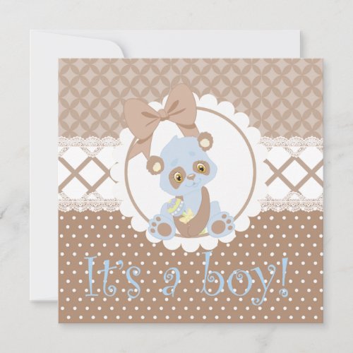 Its a Boy Blue and Brown Baby Shower Invitation