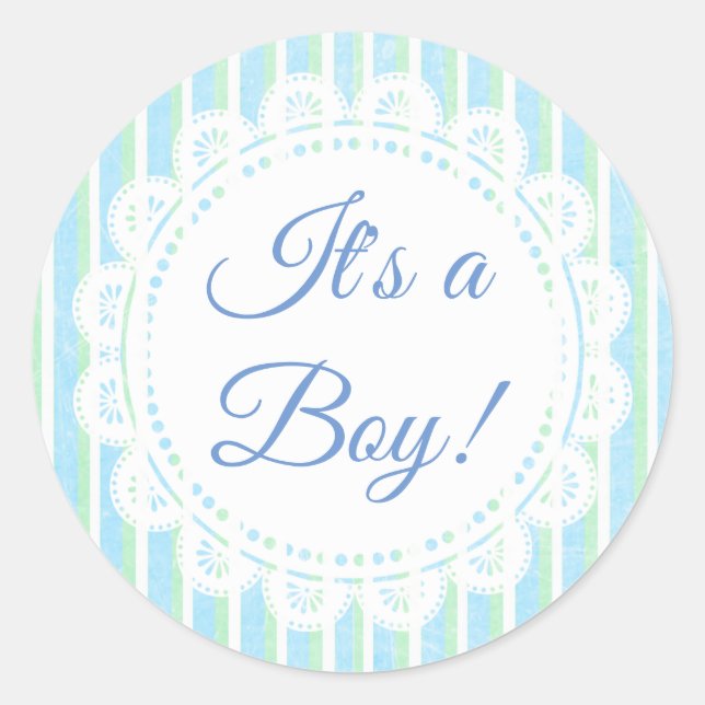 It's a Boy Blue and Green Striped Stickers (Front)
