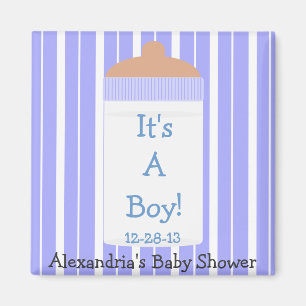 It's A Boy Blue Baby Bottle Baby Shower Favor Magnet