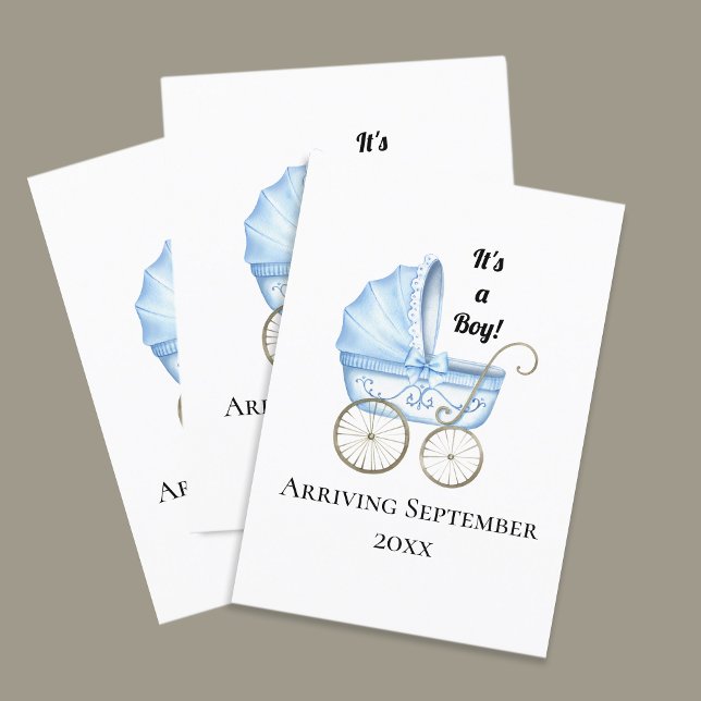 It's A Boy! Blue Baby Pregnancy Announcement Postcard (Creator Uploaded)
