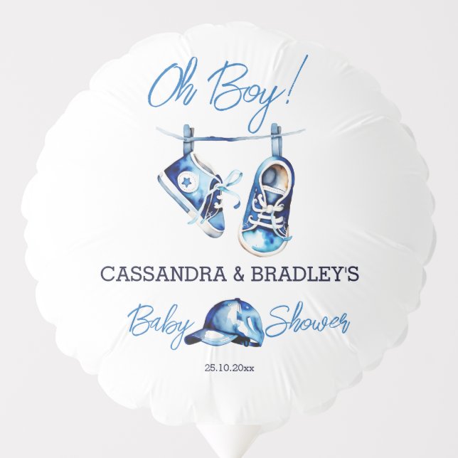 It's a boy blue baby shoes a cap centerpiece balloon (Front)