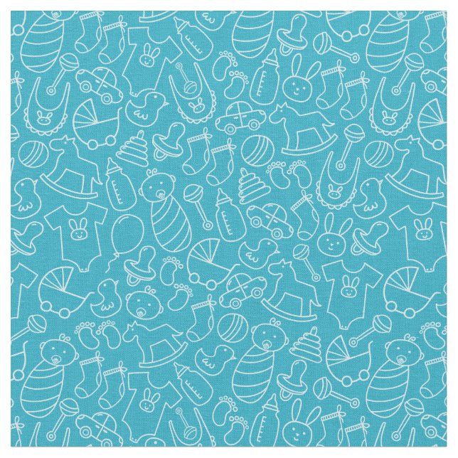 It's a Boy Blue Baby Shower Fabric (Close Up)