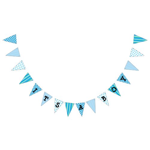 Its a Boy Blue Baby Shower Flag Banner