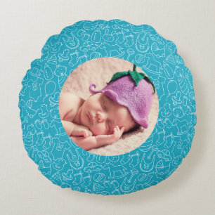 It's a Boy Blue Baby Shower Personalized Round Pillow