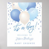It's a Boy Blue Baby Shower Welcome Poster