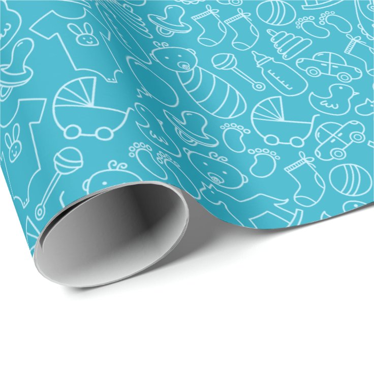 It's a Boy Blue Baby Shower Wrapping Paper Zazzle