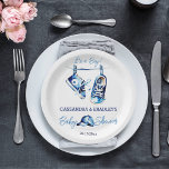 It's a boy blue baby sports shoe cap baby shower paper plates<br><div class="desc">It's a boy blue baby shower tableware blue sport shoes blue cap simple modern watercolor nice for sporty people</div>
