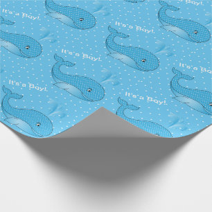 It's a Boy Blue Baby Whales Wrapping Paper