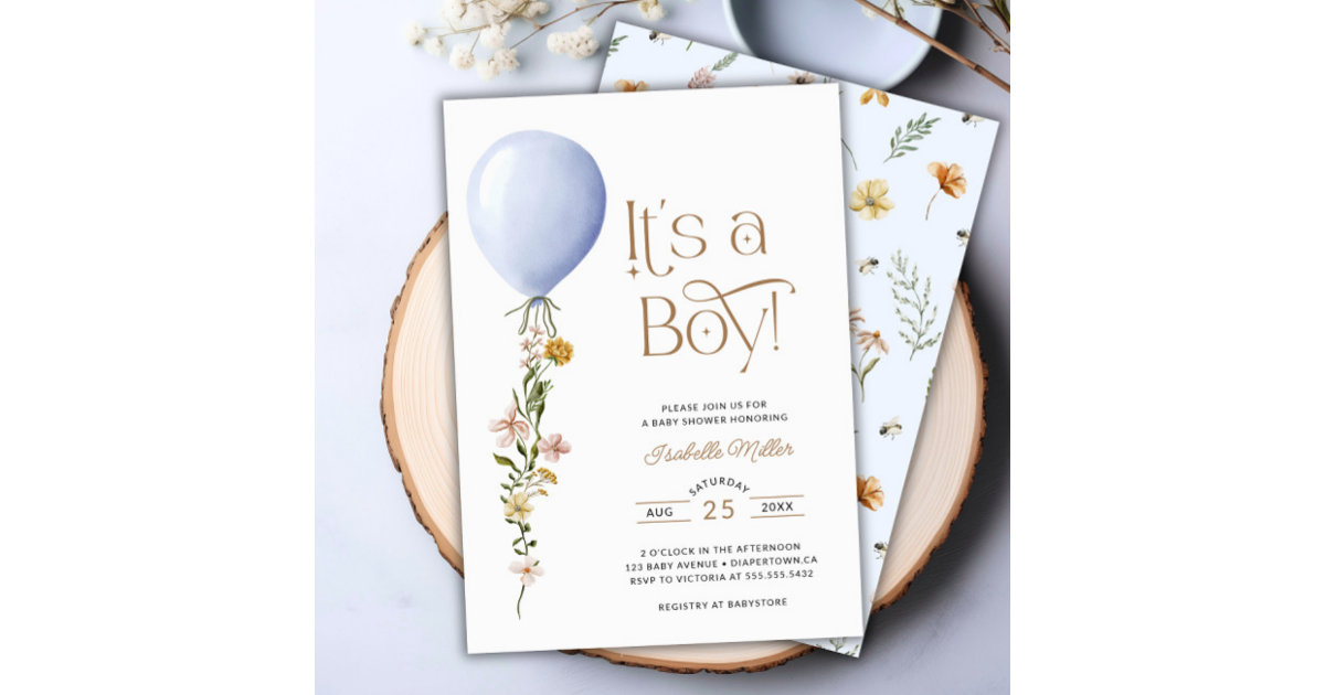 It's a Boy Blue Balloon Baby Shower Invitation Zazzle