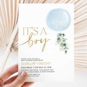 It's A Boy Blue Balloon Baby Shower  Invitation