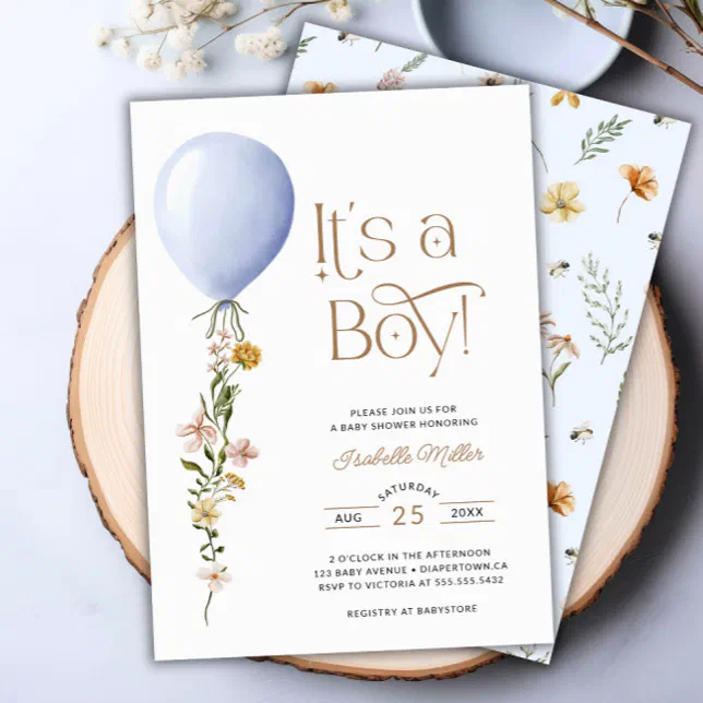 It's a Boy Blue Balloon Baby Shower Invitation | Zazzle