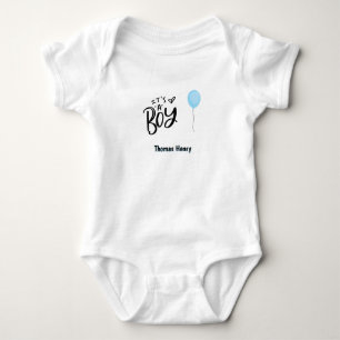 It's A Boy Blue Balloon Personalized with Name Baby Bodysuit
