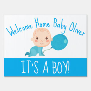 It's A Boy Blue Balloon Welcome Home Yard Sign