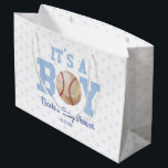 It's A Boy! Blue Baseball Baby Shower Large Gift Bag<br><div class="desc">This is a baseball themed gift bag with a blue polka dot design. It's a boy! The design is simple and minimal.</div>