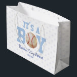 It's A Boy! Blue Baseball Baby Shower Large Gift Bag<br><div class="desc">This is a baseball themed gift bag with a blue polka dot design. It's a boy! The design is simple and minimal.</div>