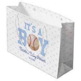 It&#39;s A Boy! Blue Baseball Baby Shower Large Gift Bag