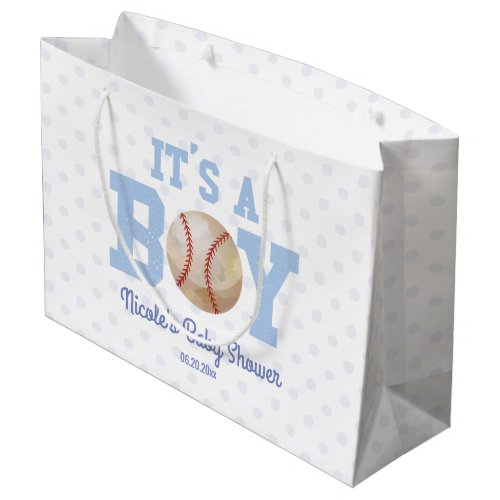 Its A Boy Blue Baseball Baby Shower Large Gift Bag