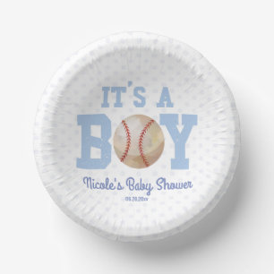 It's A Boy! Blue Baseball Baby Shower Paper Bowls
