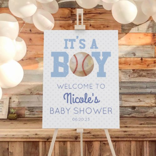 Its A Boy Blue Baseball Baby Shower Welcome Sign