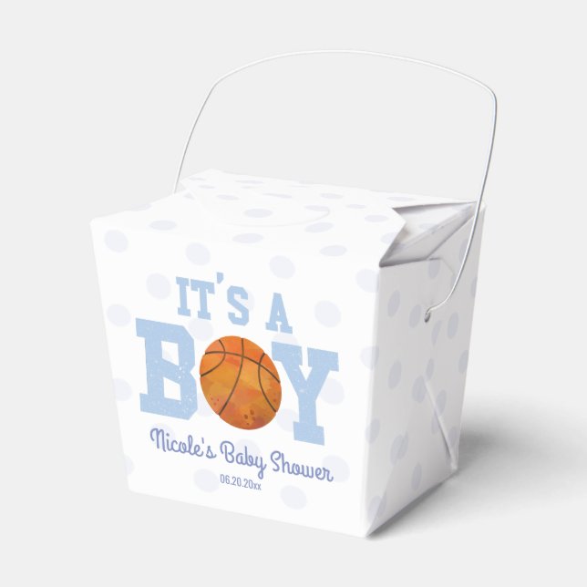 It's A Boy! Blue Basketball Baby Shower Favor Boxes (Front Side)
