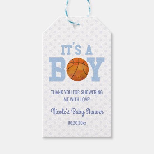 Its A Boy Blue Basketball Baby Shower Gift Tags