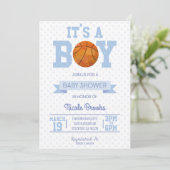 It's A Boy! Blue Basketball Baby Shower Invitation (Standing Front)