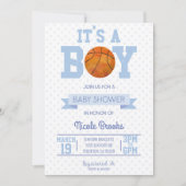 It's A Boy! Blue Basketball Baby Shower Invitation (Front)