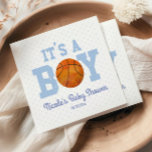 It's A Boy! Blue Basketball Baby Shower Napkins<br><div class="desc">These are basketball themed paper napkins with a blue polka dot design. It's a boy! The design is simple and minimal.</div>