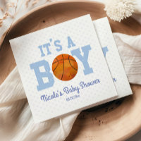 It's A Boy! Blue Basketball Baby Shower