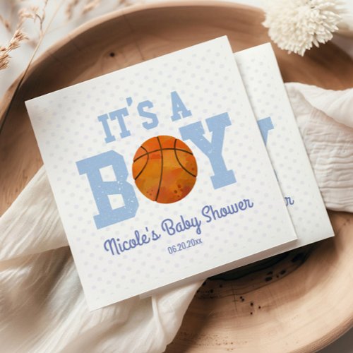 It's A Boy! Blue Basketball Baby Shower
